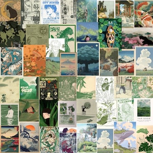 Mais de 50 kit de colagem de anime minimalista estético, impressões de Pinterest, kit de colagem estética, parede de anime, parede de mangá, pôsteres vintage, grunge