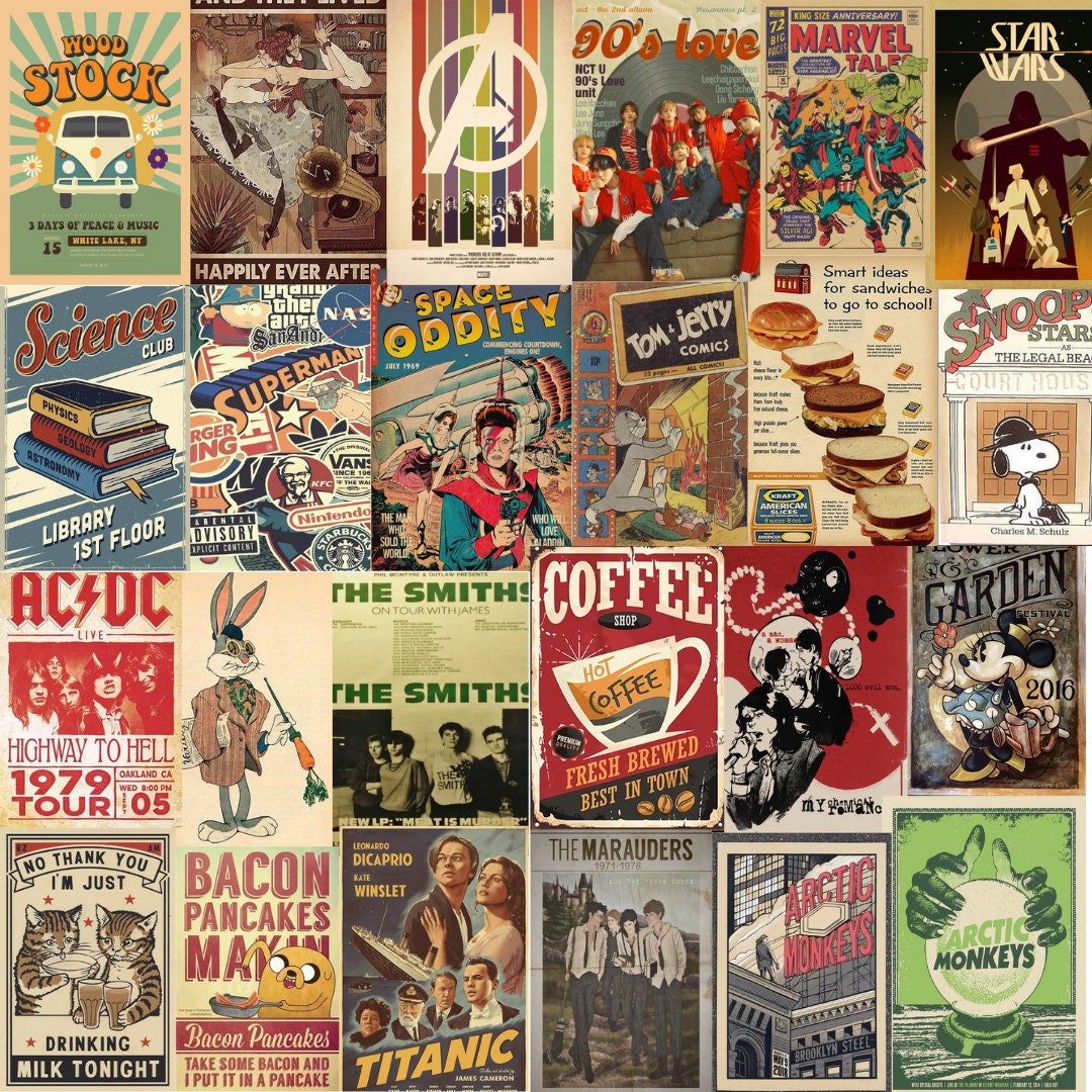 240 Vintage Posters Aesthetic Wall Collage Kit Vintage Wall Decor