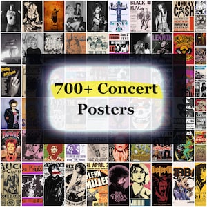 700+ Vintage Concert Poster, Retro Band Poster , Classic Rock Posters, Vintage Music Posters, Aesthetic Wall Collage Kit