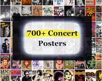 700+ Vintage Concert Poster, Retro Band Poster , Classic Rock Posters, Vintage Music Posters, Aesthetic Wall Collage Kit
