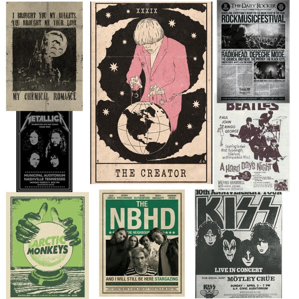 20 vintage posters, grunge, sprookjes, donkere academische esthetiek