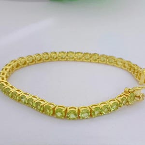 Natural Peridot Tennis Bracelet: 925 Sterling Silver, August Birthstone