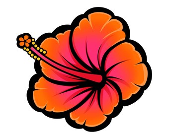 Pegatina de flor de hibisco naranja para coche, ordenador portátil, botella de agua...