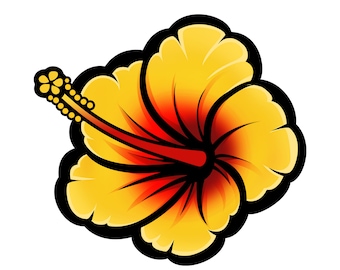 Pegatina de flor de hibisco amarillo para coche, ordenador portátil, botella de agua...