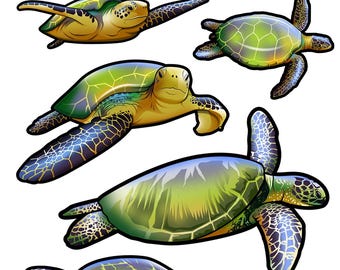 Hoja de pegatinas de las Tortugas Aloha