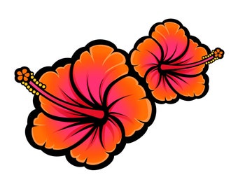 Pegatina de flor de hibisco naranja para coche, ordenador portátil, botella de agua...