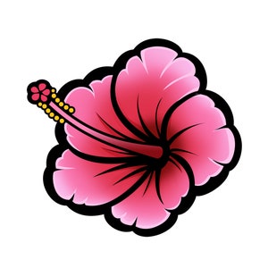 Pink Hibiscus Flower Sticker for car, laptop, waterbottle...