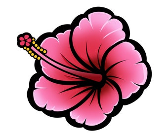 Pegatina de flor de hibisco rosa para coche, portátil, botella de agua...