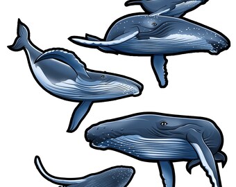 Hoja de pegatinas de ballenas Aloha