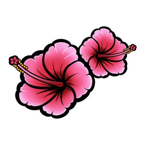 Pink Hibiscus Flower Sticker for cars, laptops and waterbottles
