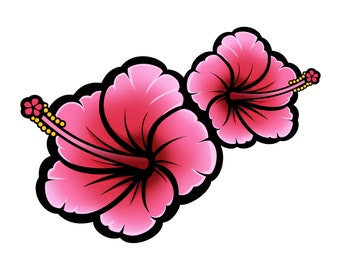 Pegatina de flor de hibisco rosa para automóviles, computadoras portátiles y botellas de agua