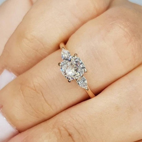 3 Stone Cushion Cut Engagement Moissanite Ring, Anniversary Diamond Ring, newest Promise Ring, 925 Sterling Silver, Three Stone Moissanite Ring