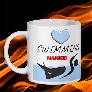 Ceramic Mug 11oz HeartSwimmingNaked200x90, Gift for mom, dad, brother, sister, swim buddy | copyright svg  design |