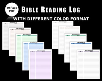 Registro de lectura de la Biblia / PDF de 10 páginas / Rastreador de lectura de la Biblia