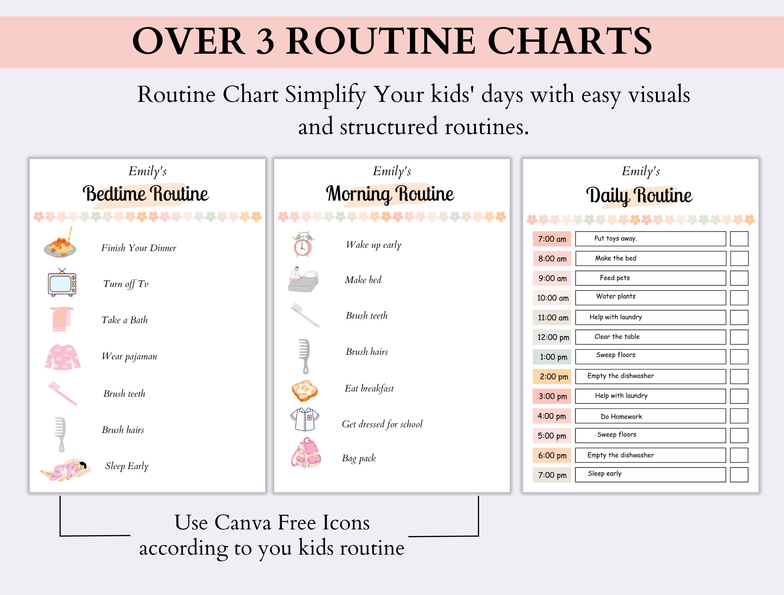 Kids Ultimate Chore Chart Bundle35 Canva Editable & Printable Kids ...