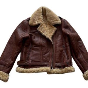 Blouson aviateur B3 en peau de mouton retourné Blouson aviateur en cuir B3 pour homme Blouson en cuir de mouton RAF en cuir marron foncé