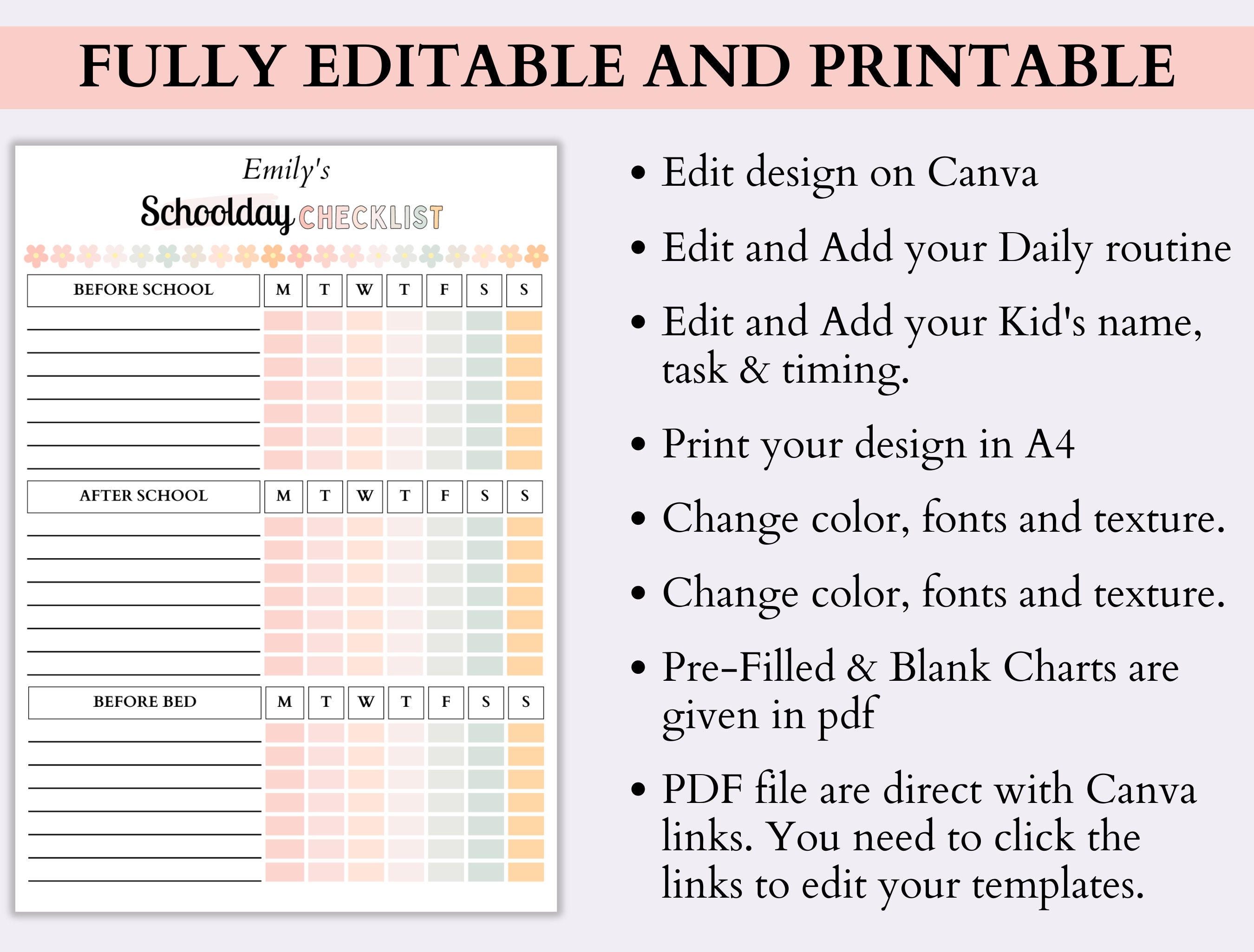 Kids Ultimate Chore Chart Bundle35 Canva Editable & Printable Kids ...