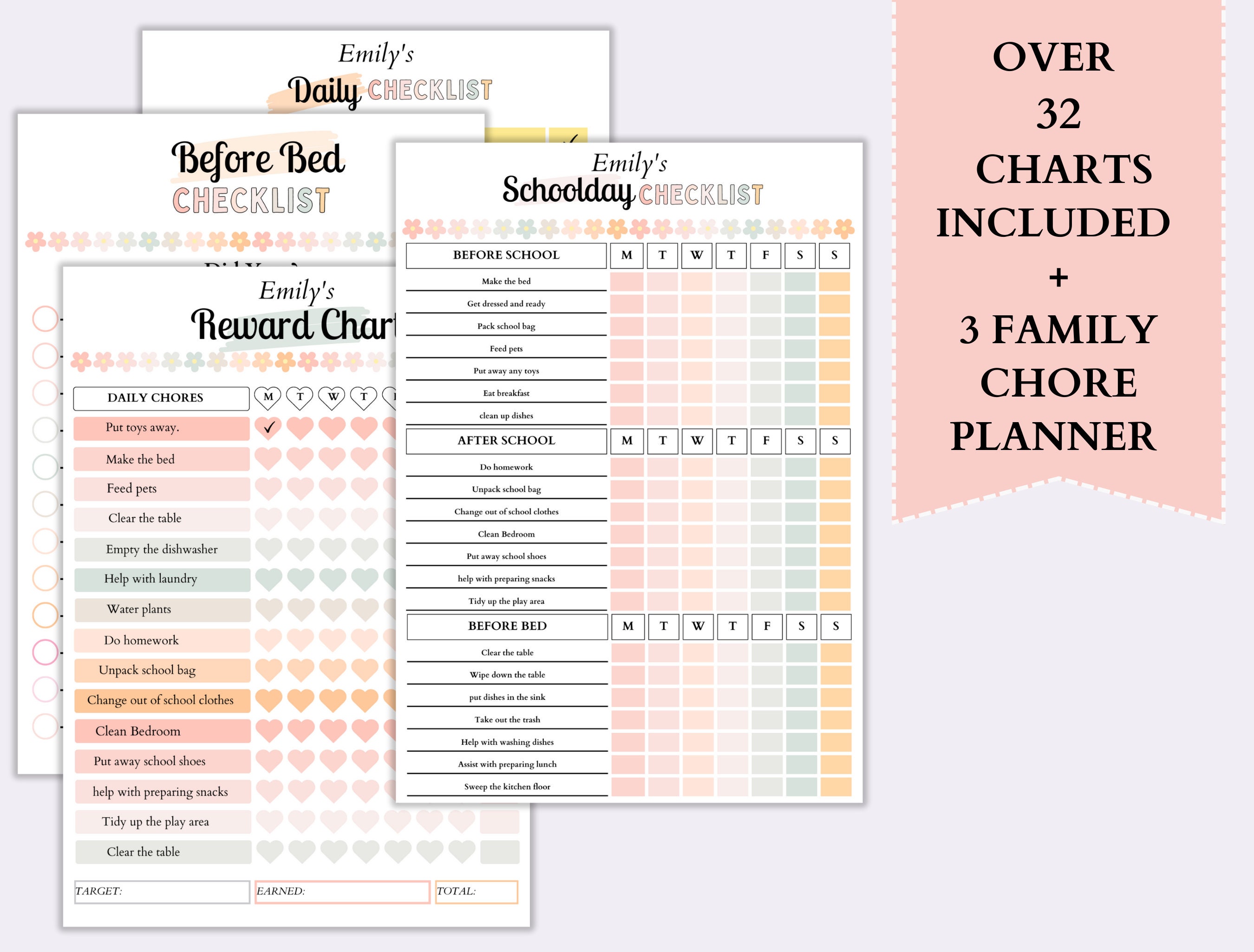 Kids Ultimate Chore Chart Bundle35 Canva Editable & Printable Kids ...