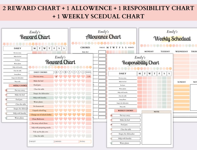 Kids Ultimate Chore Chart Bundle35 Canva Editable & Printable Kids ...