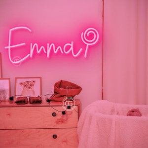Placa de neon com nome personalizado para crianças, decoração de parede de quarto com placa de neon, presentes personalizados para placa de nome de berçário, presente de placa de LED personalizada para crianças
