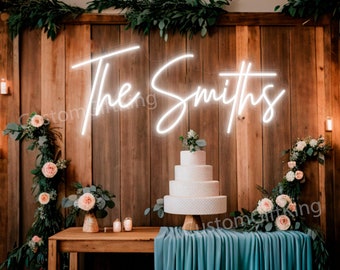 Custom Wedding Neon Sign, Family Name Sign Wedding Decor, Custom Led Sign Battery Operated, Led Light Wall Decor, Custom Signs Wedding Favor