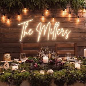 Letrero de neón para boda personalizado, letrero LED personalizado, letreros de boda, luces LED, letrero de neón para dormitorio, letrero de neón con nombre personalizado, regalo personalizado