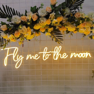 Fly Me To The Moon Decorazione per matrimonio con insegna al neon, Decorazione da parete con insegna personalizzata, Decorazione per camera con luce al neon, Regalo di fidanzamento con insegna a LED, Regali personalizzati