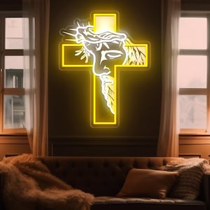 Jesus Cross Neon Sign Christian Gifts, Crucifix Led Light Baptism Favors, Christmas Home Decor, Led Sign Baptism Gifts