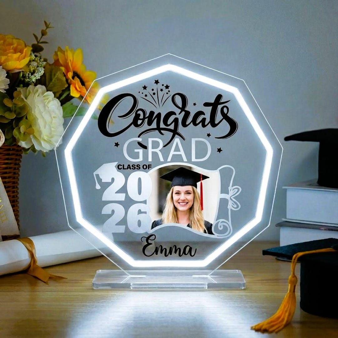 Graduation Led Version Custom Graduation Award Neon Sign, Personalized Photo Class of 2026 ...