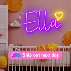 Letrero de neón personalizado con nombre para decoración de dormitorio, letrero de nombre LED de regalo para niños, funciona con pilas, letrero con nombre para guardería, letrero de neón personalizado para dormitorio, regalo