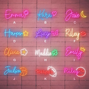 Letrero de neón personalizado con nombre para niños, letrero LED con batería, regalo de cumpleaños para ella, decoración de dormitorio con luz LED, letrero LED personalizado, regalo personalizado
