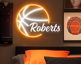 Personalized Basketball Neon Sign for Kids, Battery Baby Name Sign Birthday Gift, Teenage Boy Room Decor, Custom Led Sign Christmas Gifts