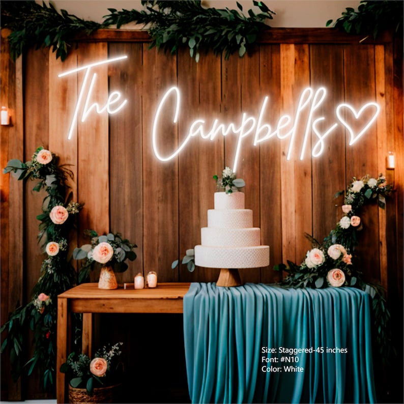 Custom LED Neon Last Name Sign, Wedding Backdrop Wall Decor, Personalized Family Name Light, Wedding Favor, Personalized Gifts image 4