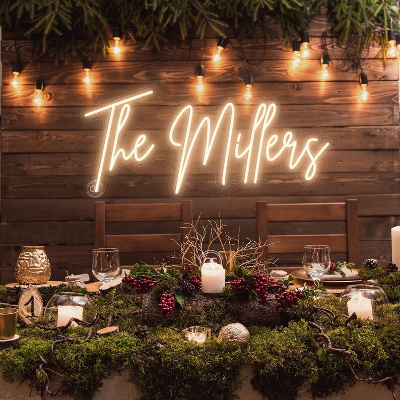 Last Name Neon Sign Custom Wall Decor, Neon Sign Wedding Backdrop, Wedding Neon Light Personalized Gifts, Led Sign Engagement Decor