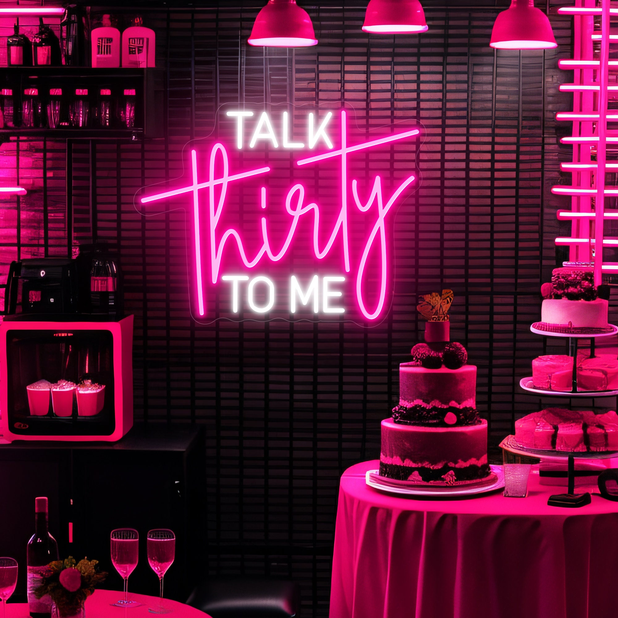 Talk Thirty To Me Neon Sign: Custom Birthday Decor,  LED Lights Party Decor