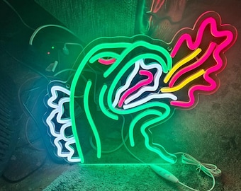 Godzilla Leuchtreklamen für Wanddekor, LED-Neonlichter Schlafzimmerdekor, Geburtstagsgeschenk für sie, Weihnachtsgeschenke für Kinder, personalisiertes Zeichen