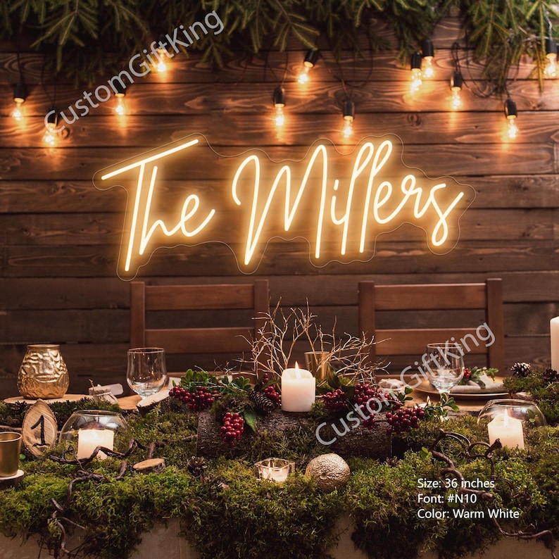 Custom LED Neon Last Name Sign, Wedding Backdrop Wall Decor, Personalized Family Name Light, Wedding Favor, Personalized Gifts image 9