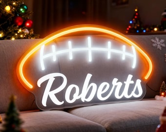 Football Neon Name Sign Custom for Kids, Battery Name Sign Rugby Gift, Acrylic Led Signs Bedroom Decor, Personalized Christmas Gifts