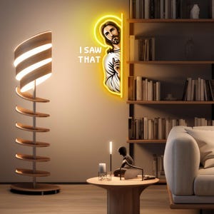 Placa de LED de Jesus Decoração personalizada para casa, Placa de neon personalizada I Saw That, Decoração para casa baseada na fé, Arte de parede cristã, Decoração religiosa, Presente para casa
