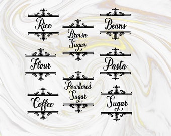 Kitchen Labels SVG - Canister Labels French Swirl Digital Design - Organization steps