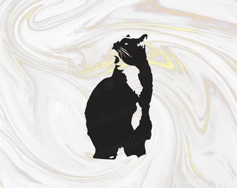 Cat decal - black cat clip art - witchy/wiccan digital drawing - halloween svg - cute pets card cut outs - superstitions - meow