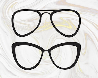Sunglasses - Aviators and Cat-eye shades SVG - summertime graphic - simple two-for digital file - Mr & Mrs shades