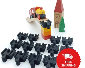 15 Wooden train track adapter compatible with Duplo / Lillabo / Thomas / Brio extension / Imaginarium / Melissa & Doug