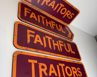 The Traitors - Traitors Directional Bundle Signs x 4 - Theme Party Prop - Gift - Home Sign