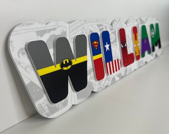 Personalised Super Hero Marvel DC Comic Style Acrylic Name Door Sign