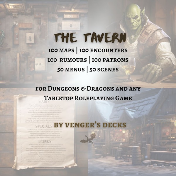 The Tavern - 100 Battlemaps, 100 Encounters, 100 Rumours, 100 Patrons, 50 Menus, 50 Scenes - Tabletop Roleplaying Game - DnD - TTRPG