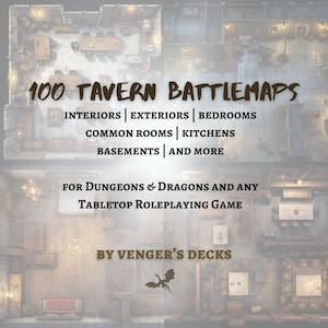 The Tavern - 100 Battlemaps Pack - Tavern Maps Bundle - Tabletop Roleplaying Game - DnD - TTRPG - Dungeonmaster - Gamemaster