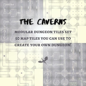 The Caverns - Modular 50 Dungeon Tiles Pack 1  - Printable - Tabletop Roleplaying Game Maps - DnD - Dungeonmaster - Gamemaster
