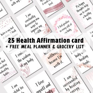 25 carte di affermazione della salute stampabili/Citazioni di motivazione positiva/Carta di cura di sé/Decorazione palestra/Decorazione sala yoga/Carta benessere/Carta di gratitudine/