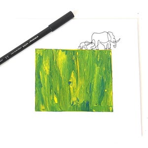 Dipinto acrilico originale di un elefante con spatola su carta per acquerello, arte astratta minimalista realizzata a mano in 3D con texture realizzata dal Dr. Artista